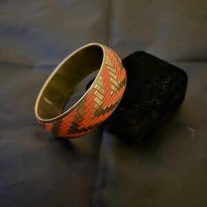 Woven Orange and Gold Bracelet